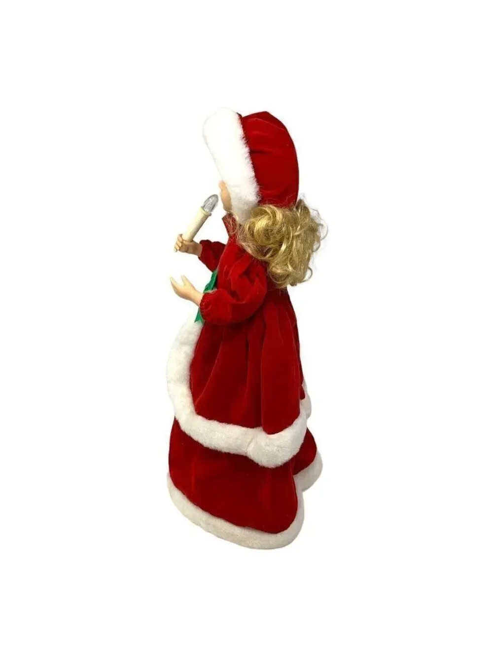 Vintage Blonde Christmas Caroler Doll READ Red Velvet White Faux Fur Holiday
